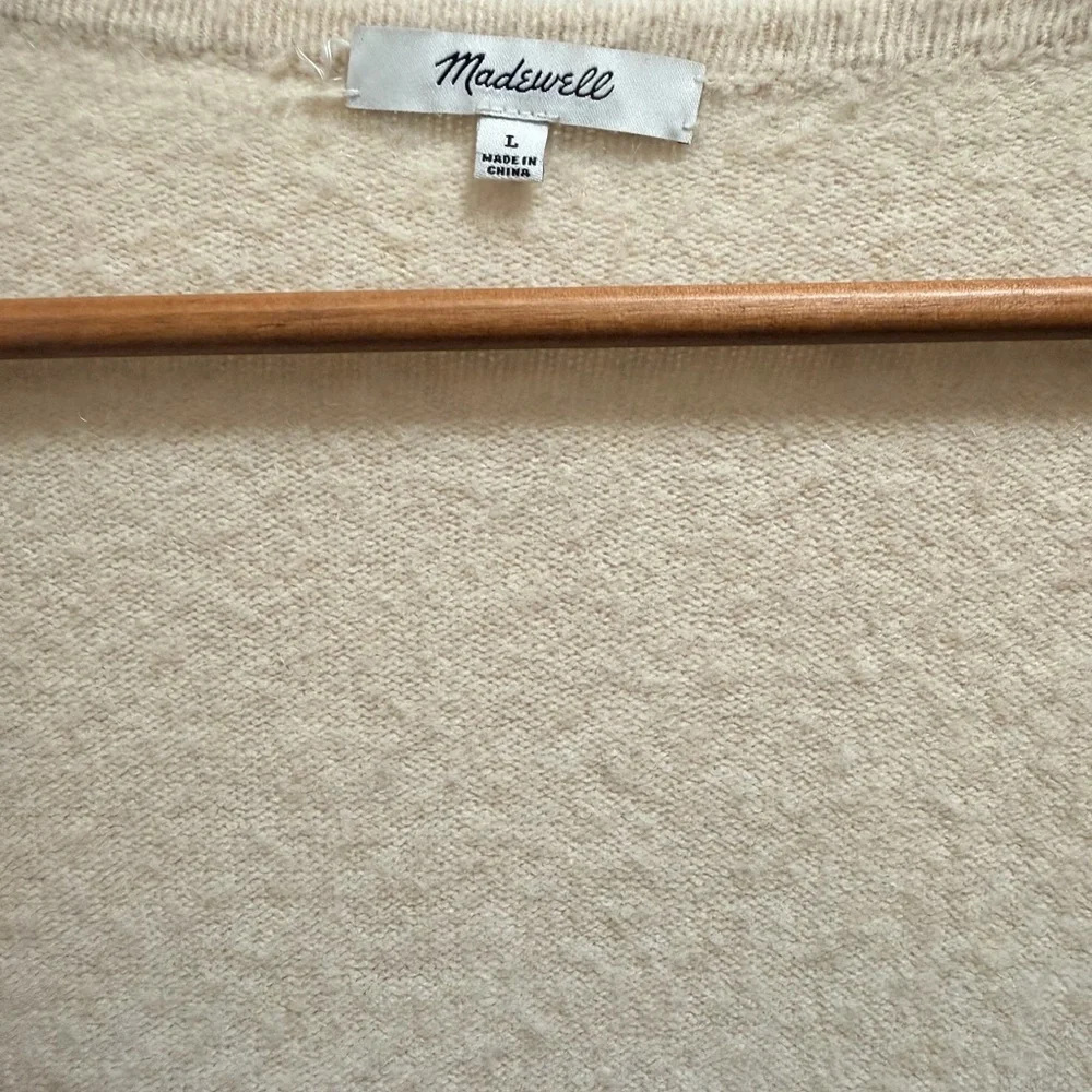 Madewell Merino Wool Alpaca Stripe Print Cozy Walker Cardigan Size L - Picture 2 of 3